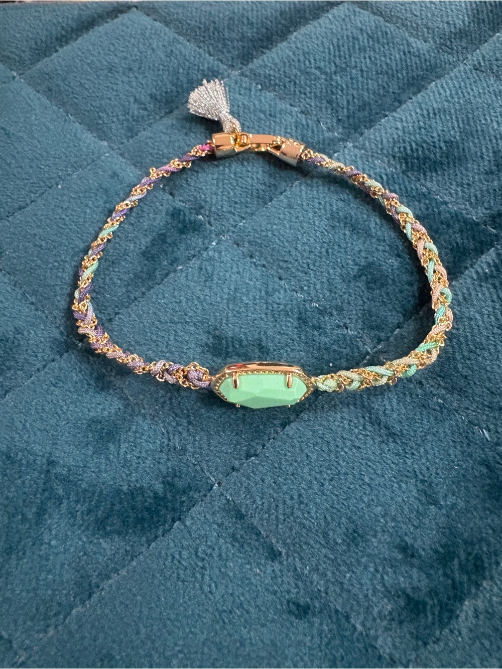 Kendra Scott Elania Friendship Bracelet Aqua and Gold
